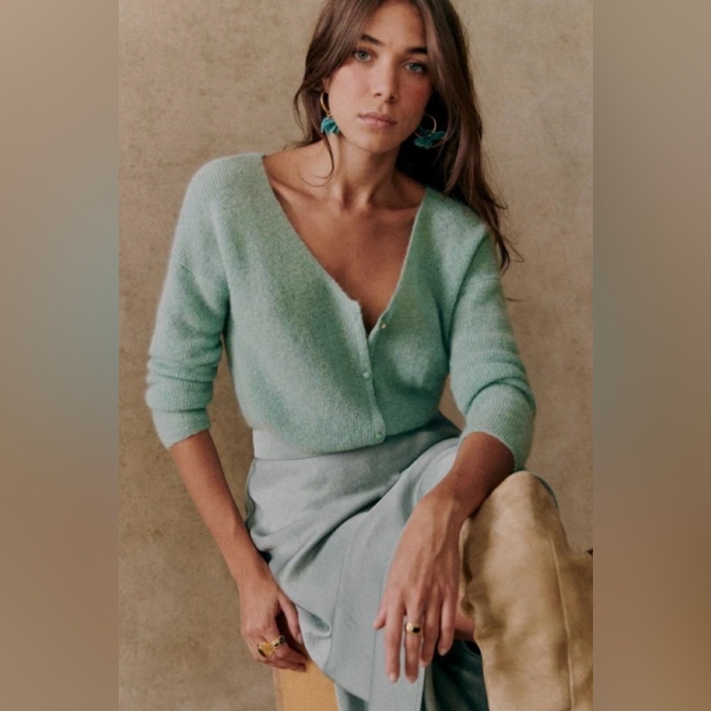 Sezane Pastel Green Cardigan